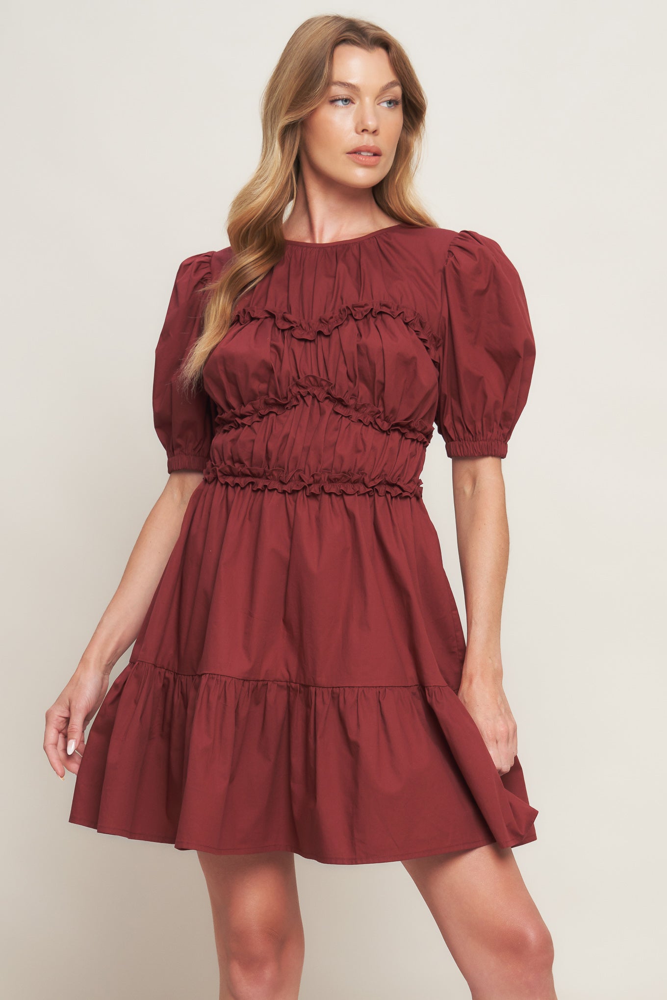 PLAYFUL CLASSIC WOVEN MINI DRESS