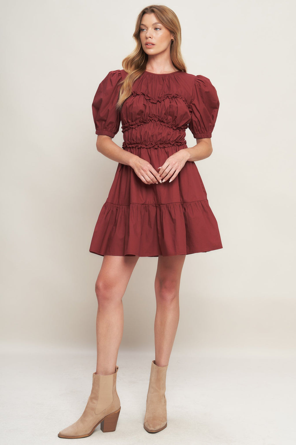 PLAYFUL CLASSIC WOVEN MINI DRESS