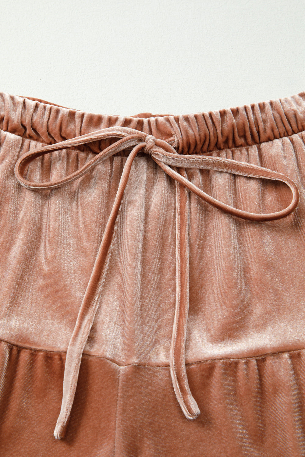 Straw Yellow Mineral Wash Lace-up High Waist Tiered Flared Pants