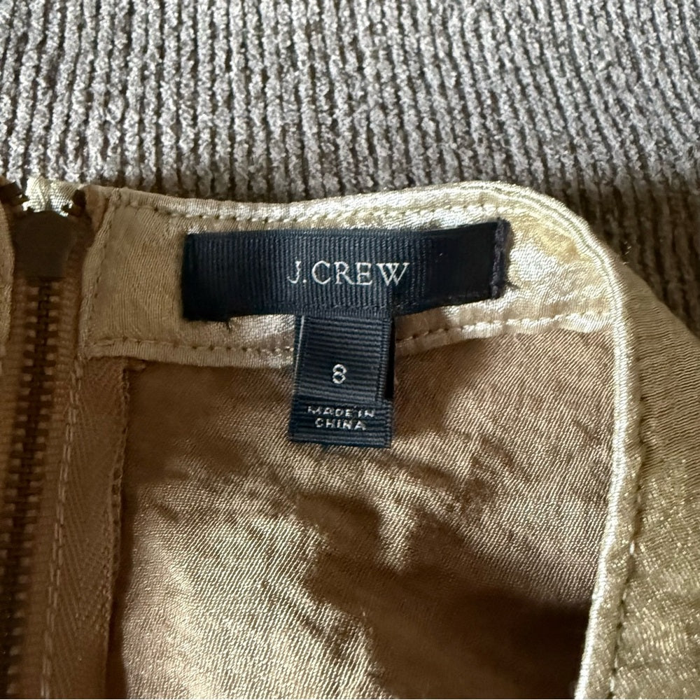 J.CREW Gold Shimmer Cap-Sleeve Shift Dress