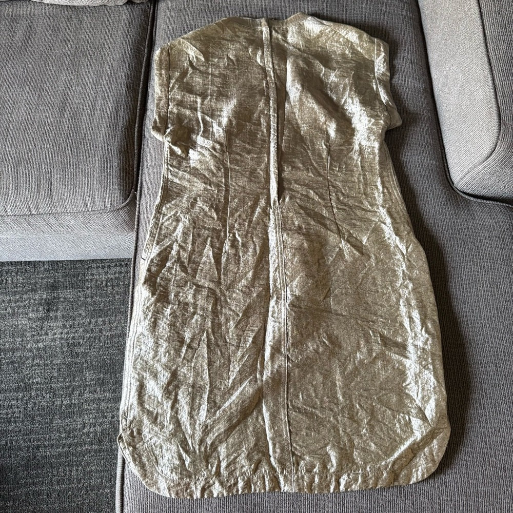 J.CREW Gold Shimmer Cap-Sleeve Shift Dress