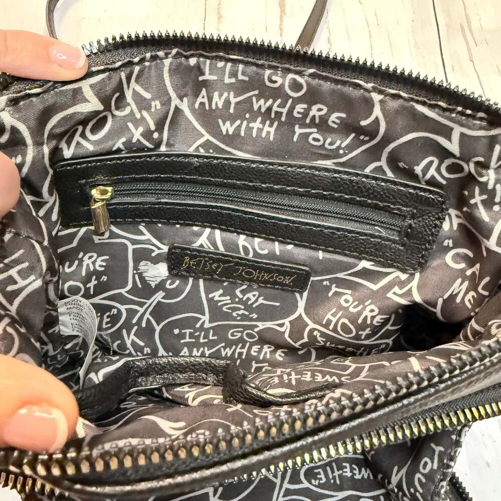 Betsey Johnson Black Bow Crossbody Bag Gold Chain Detail