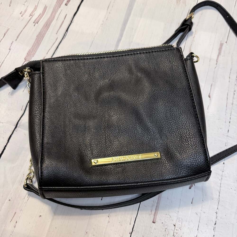 Betsey Johnson Black Bow Crossbody Bag Gold Chain Detail