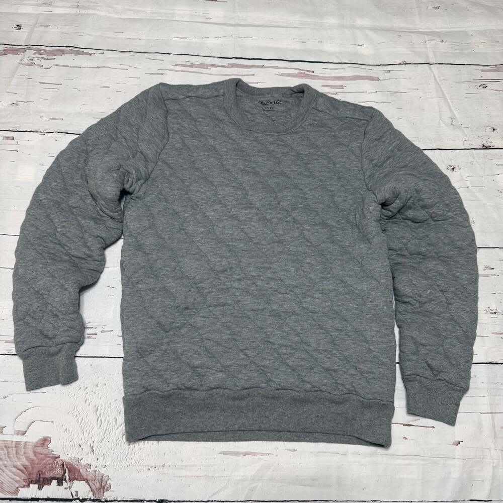 Madewell Quilted Crewneck Sweatshirt in Heather Gray