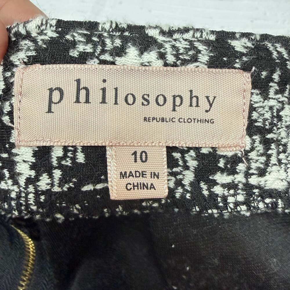 Philosophy Black & White Patterned High Rise Stretchy Pull On Knee Length Skirt