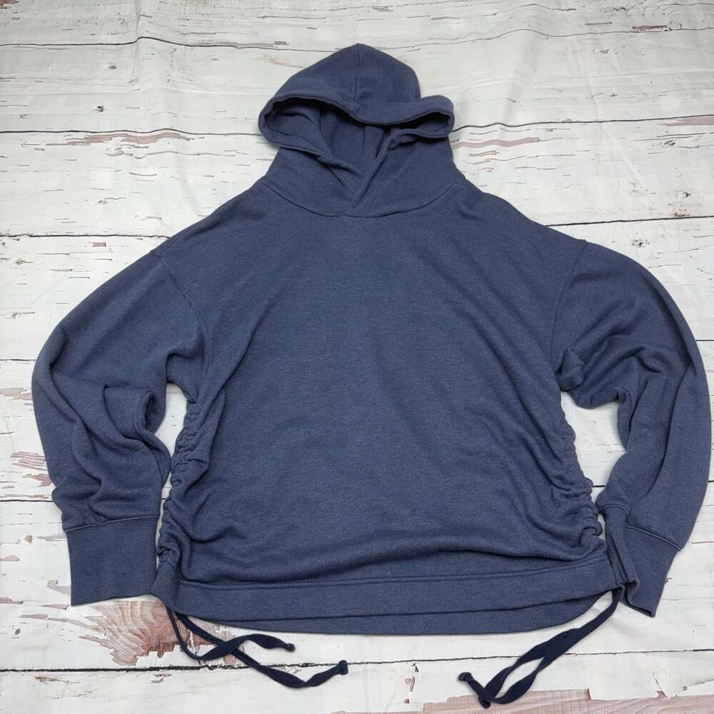 Aerie Women Solid Long Sleeve Hoodie, Slate Blue Clinch Waist Size XL