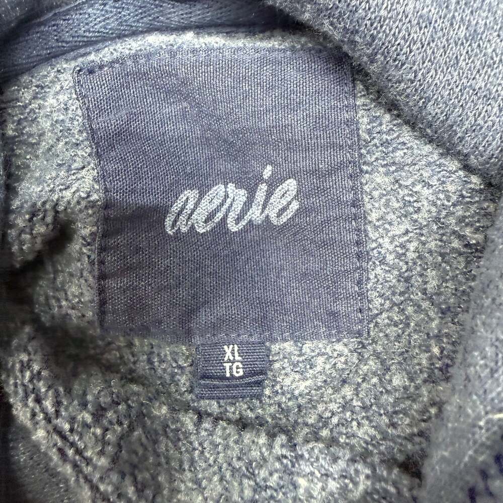Aerie Women Solid Long Sleeve Hoodie, Slate Blue Clinch Waist Size XL