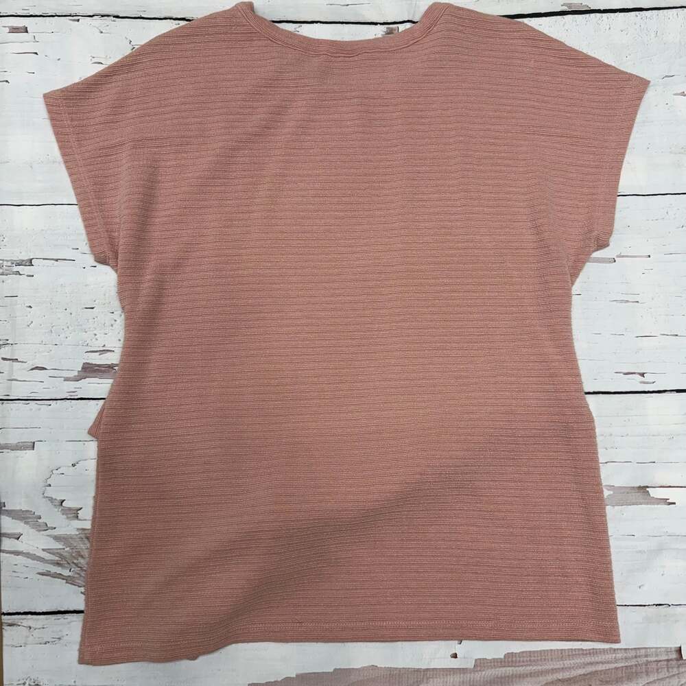 Tahari Mauve Pink Ribbed Knit Cap Sleeve Tie-Waist Top Size M