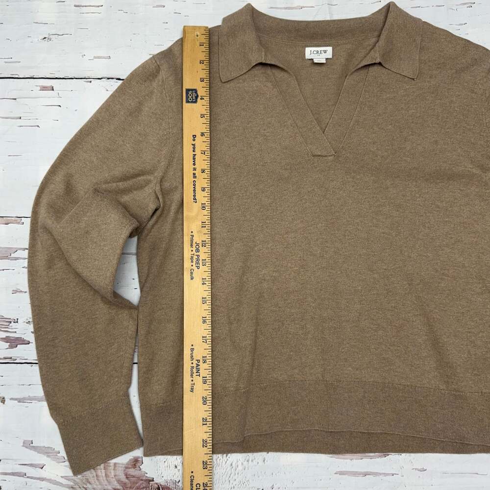 J.Crew Factory Johnny Collar Sweater in Tan/Heather Brown, Women's Size XL