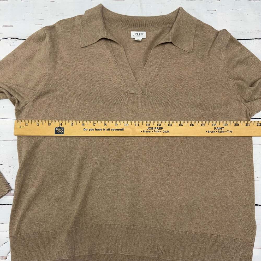 J.Crew Factory Johnny Collar Sweater in Tan/Heather Brown, Women's Size XL