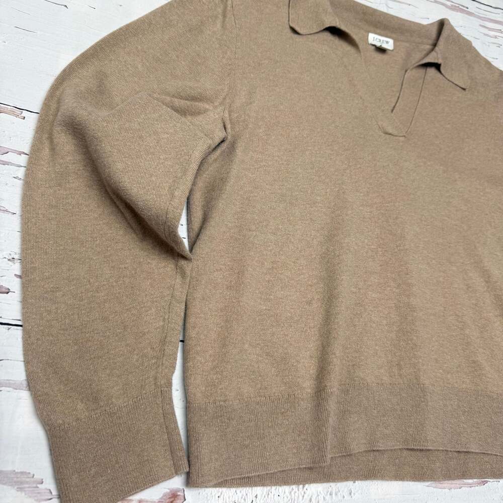 J.Crew Factory Johnny Collar Sweater in Tan/Heather Brown, Women's Size XL