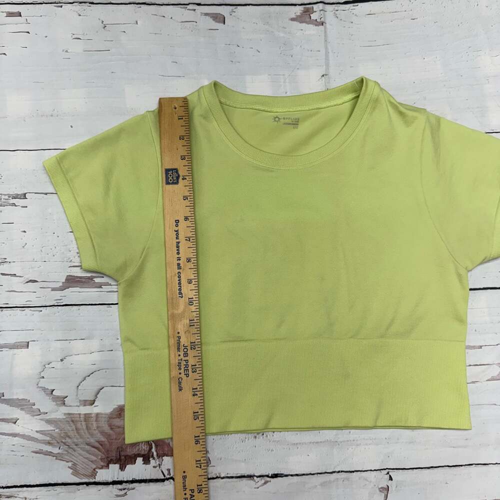 OFFLINE By Aerie Sidewalk Seamless Cropped T-Shirt Neon Lime Size L