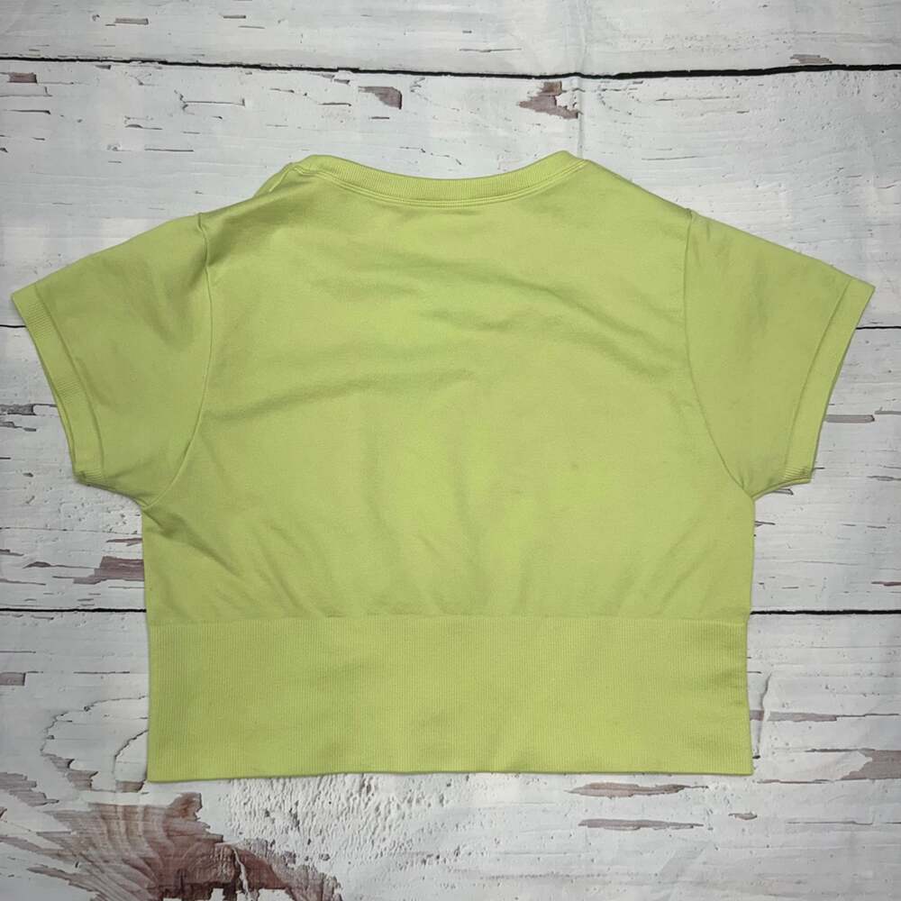 OFFLINE By Aerie Sidewalk Seamless Cropped T-Shirt Neon Lime Size L