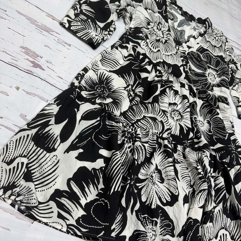 Rachel Zoe Black and White Floral Dress Size M – 3/4 Sleeve