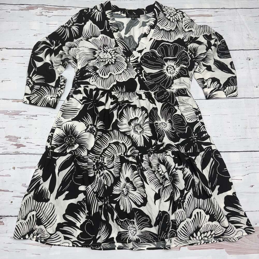 Rachel Zoe Black and White Floral Dress Size M – 3/4 Sleeve
