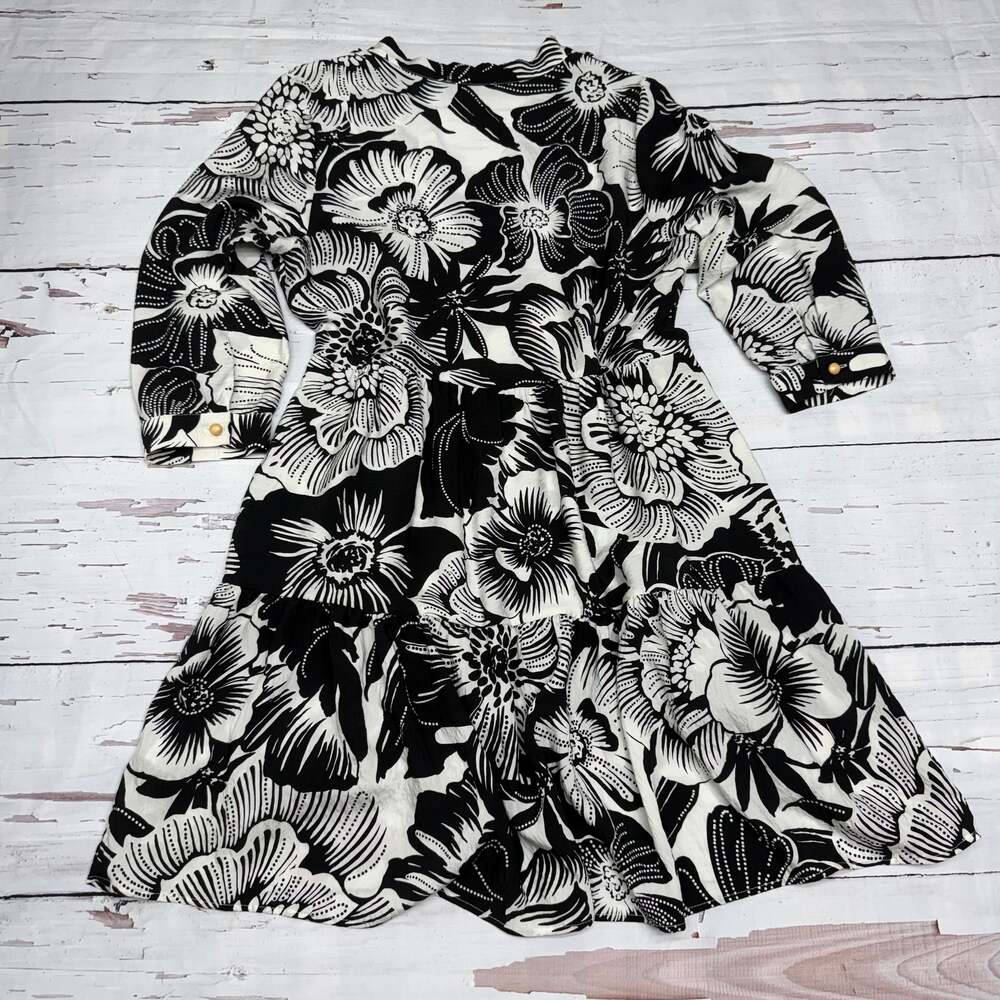 Rachel Zoe Black and White Floral Dress Size M – 3/4 Sleeve