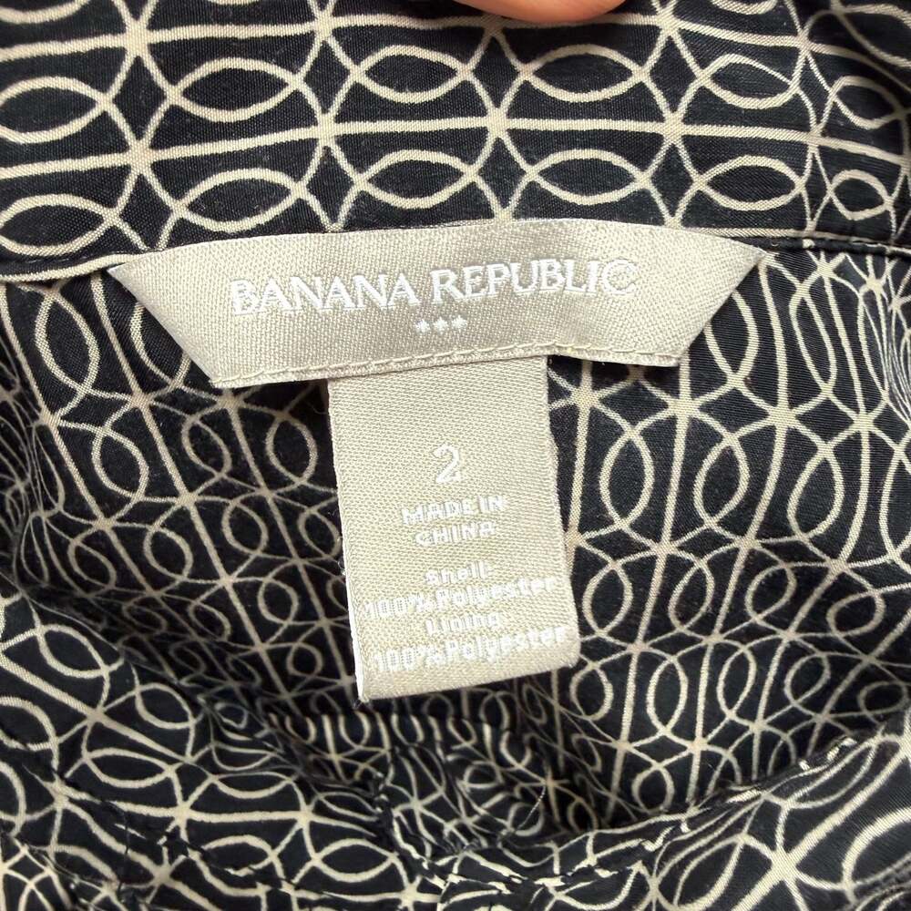 Banana Republic Geometric Print Shirt Dress, Women's Size 2 Black and Cream