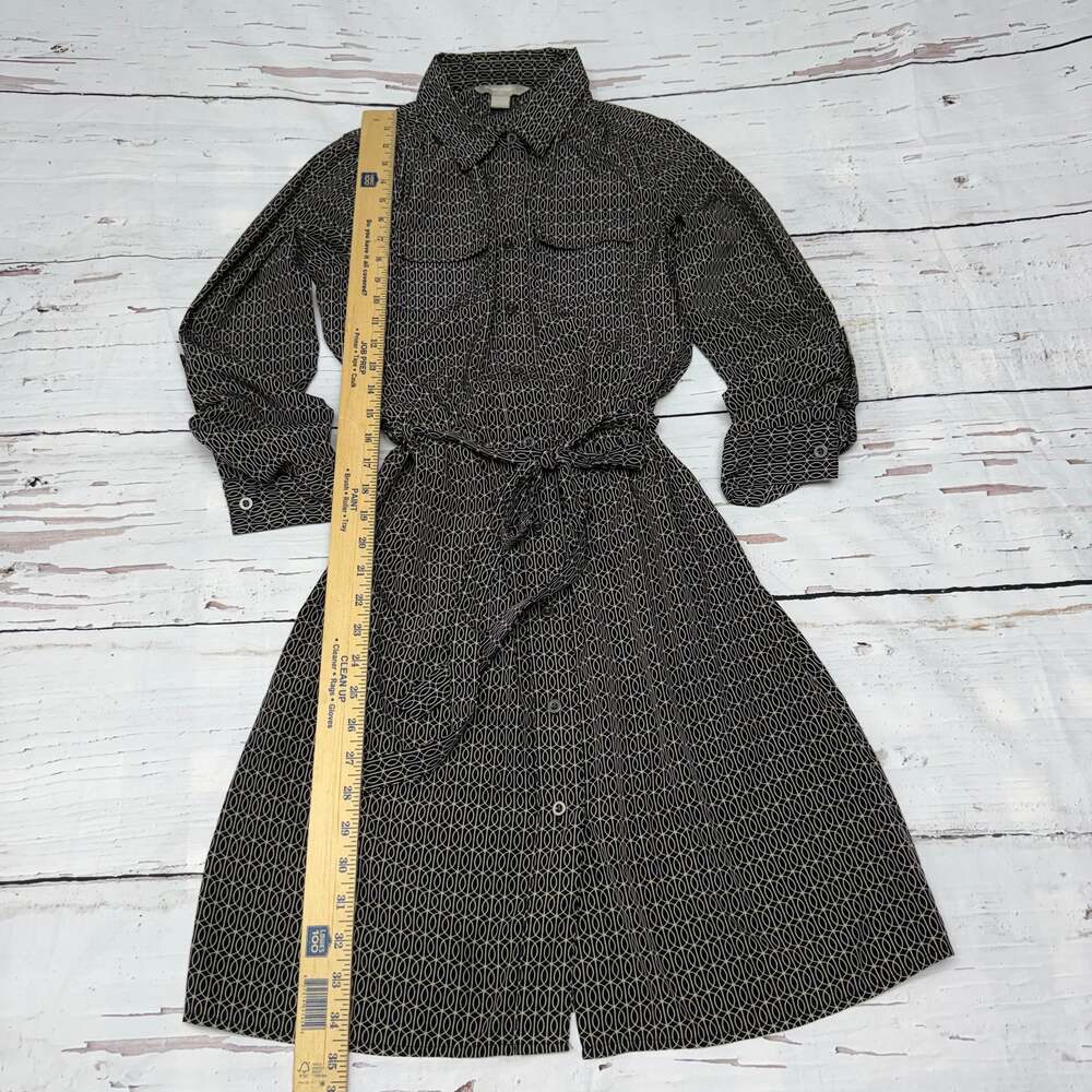 Banana Republic Geometric Print Shirt Dress, Women's Size 2 Black and Cream