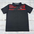 Under Armour Youth Boys Loose Fit Performance Golf Polo Shirt Black Red Stripe