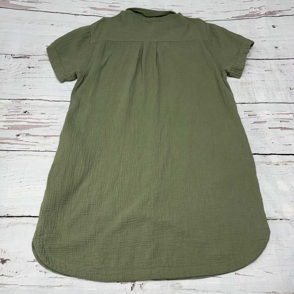 Weatherproof Vintage Women's Green Cotton Gauze SS Button Down Shirt Dress