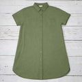 Weatherproof Vintage Women's Green Cotton Gauze SS Button Down Shirt Dress