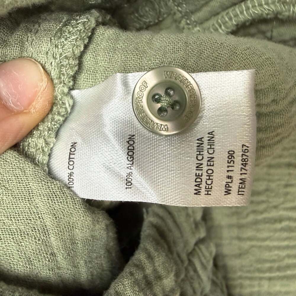 Weatherproof Vintage Women's Green Cotton Gauze SS Button Down Shirt Dress