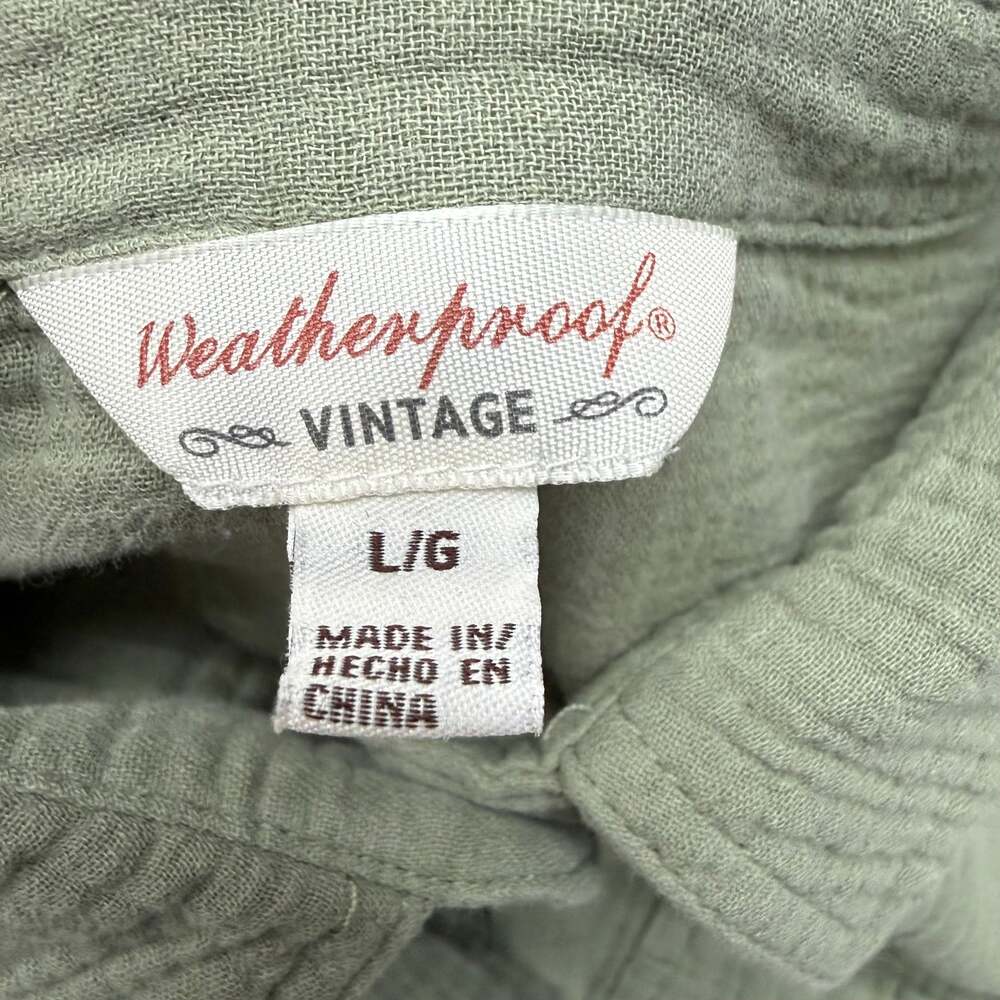 Weatherproof Vintage Women's Green Cotton Gauze SS Button Down Shirt Dress