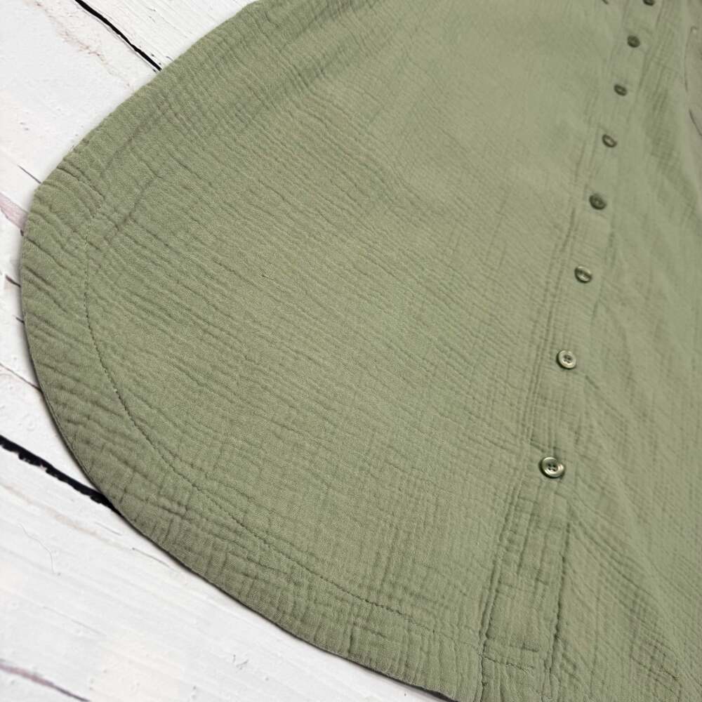 Weatherproof Vintage Women's Green Cotton Gauze SS Button Down Shirt Dress