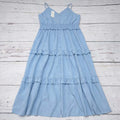 Simplee Light Blue Tiered Ruffle Smocked Maxi Dress NWT