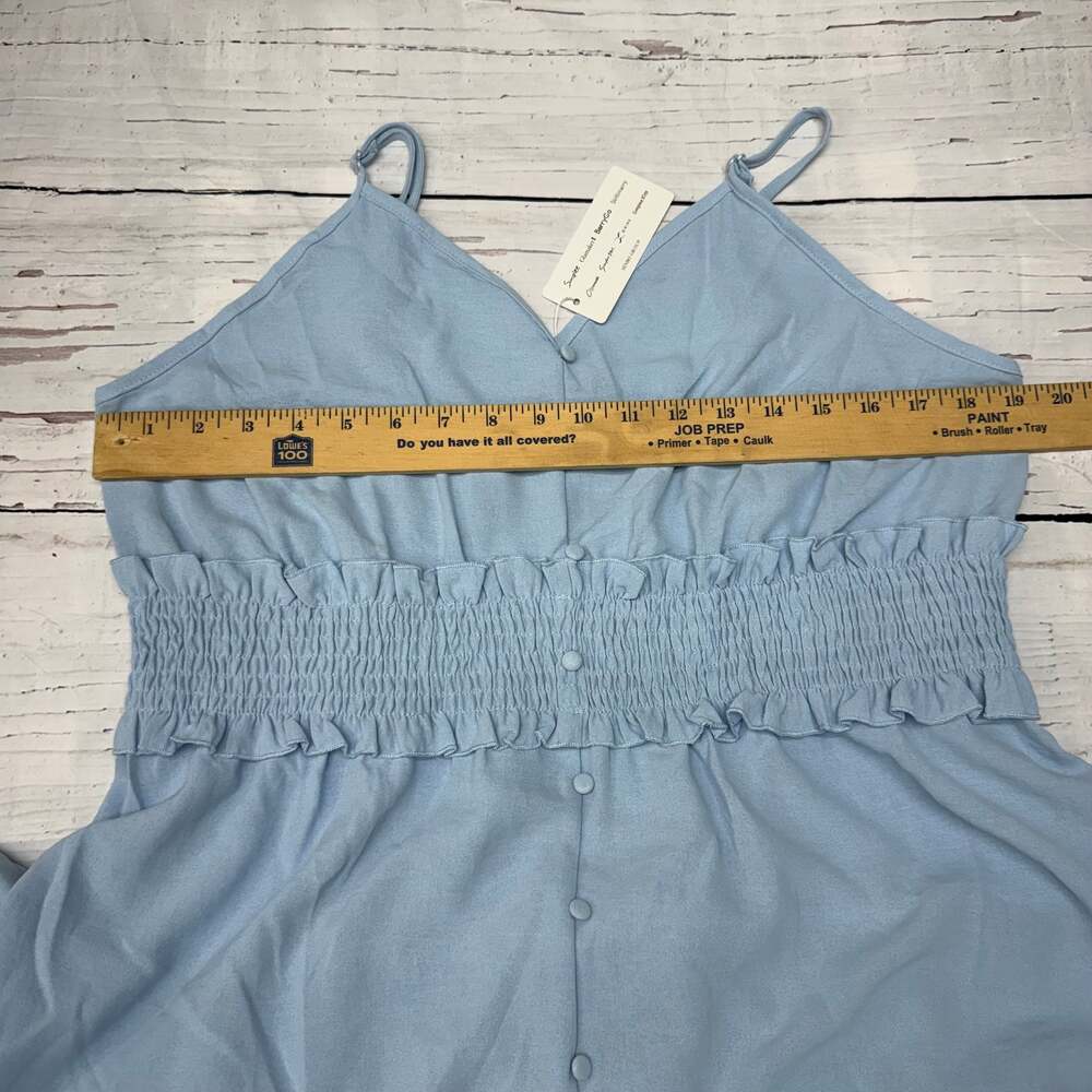 Simplee Light Blue Tiered Ruffle Smocked Maxi Dress NWT