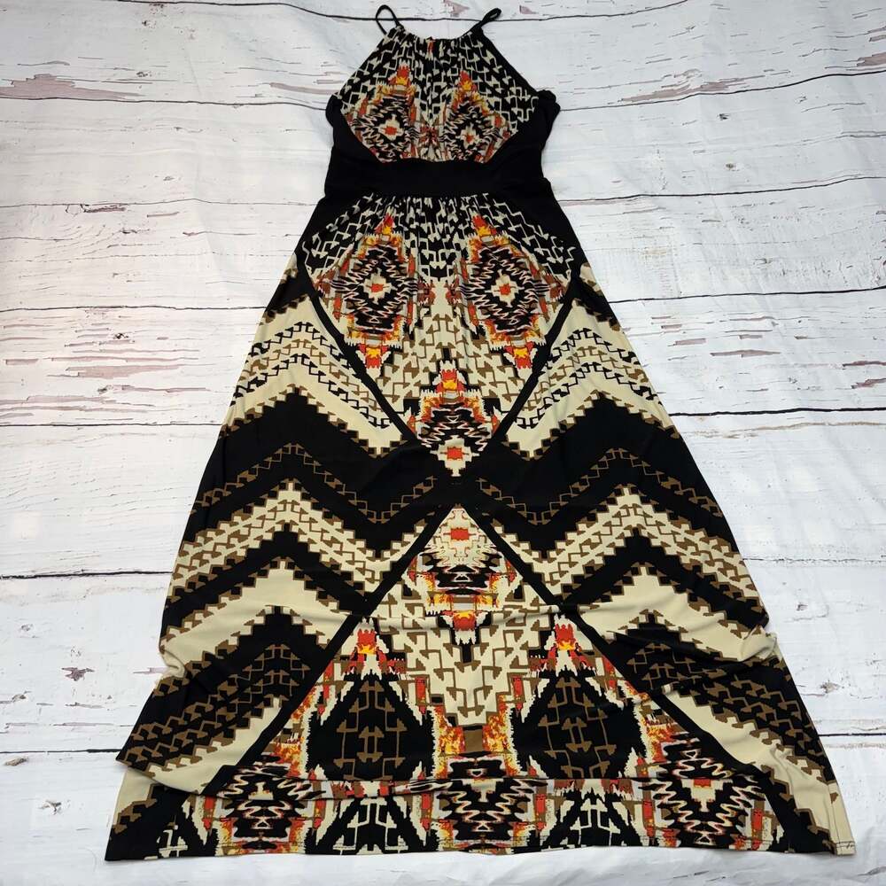 London Style Collection Boho Tribal Maxi Dress Halter Size M