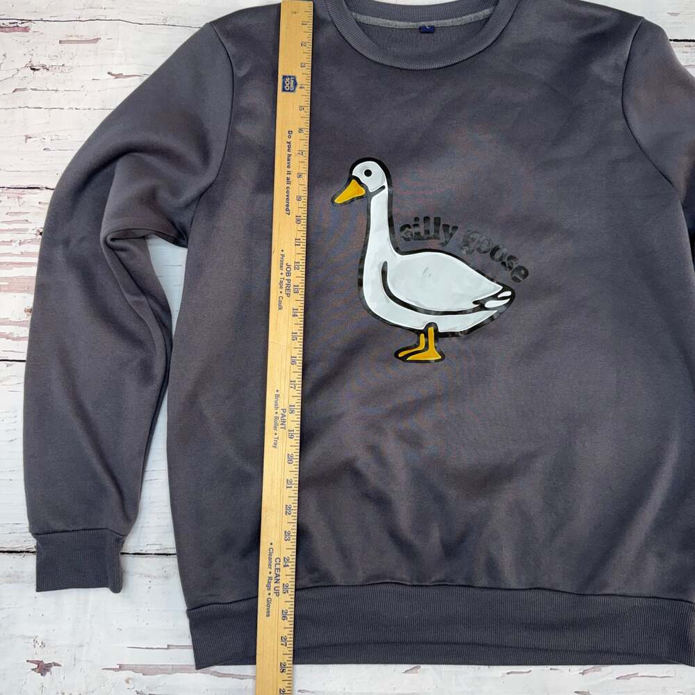Silly Goose Women's Gray Fleece Crewneck Sweatshirt Size L