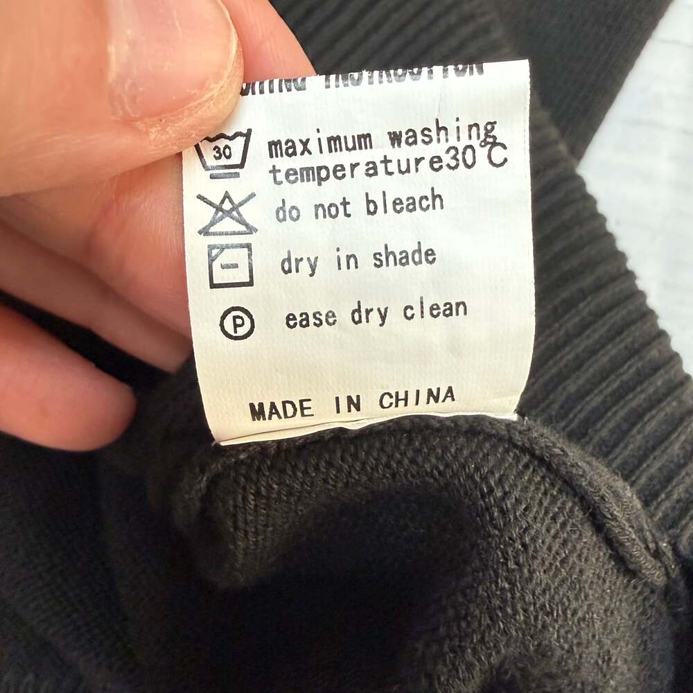 Black Lace Yoke Knit Sweater Long Sleeve Size L