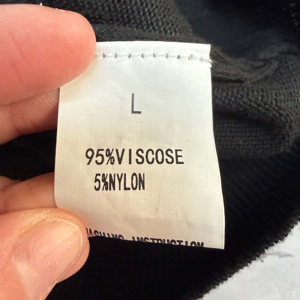 Black Lace Yoke Knit Sweater Long Sleeve Size L