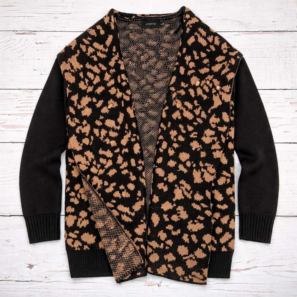 MinkPink Wild Thing Cardigan Black & Tan Leopard Print