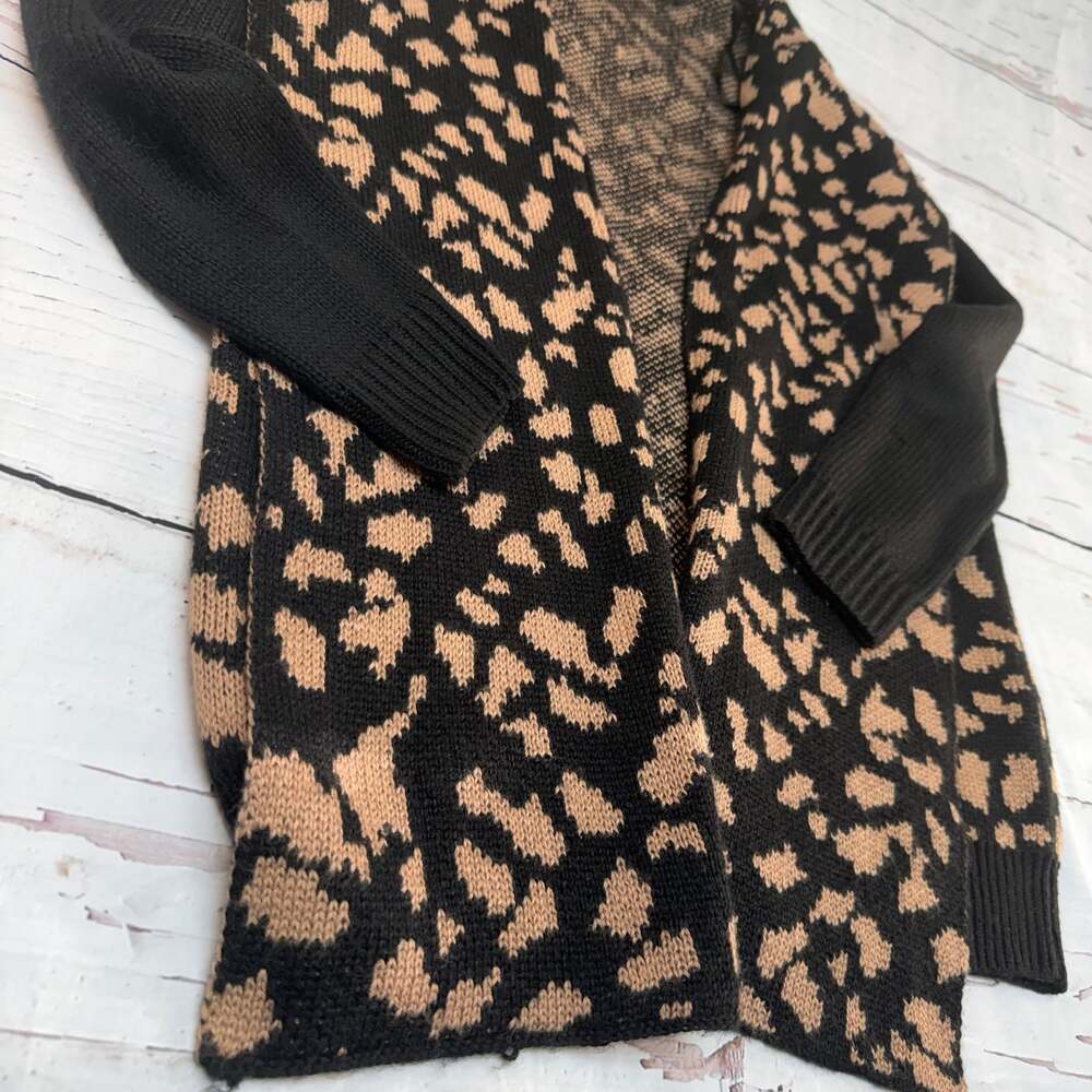 MinkPink Wild Thing Cardigan Black & Tan Leopard Print