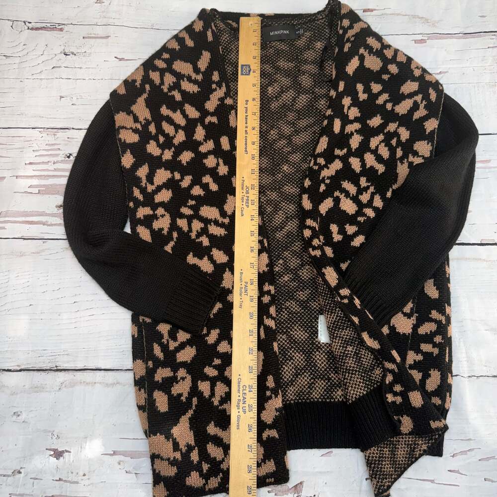 MinkPink Wild Thing Cardigan Black & Tan Leopard Print